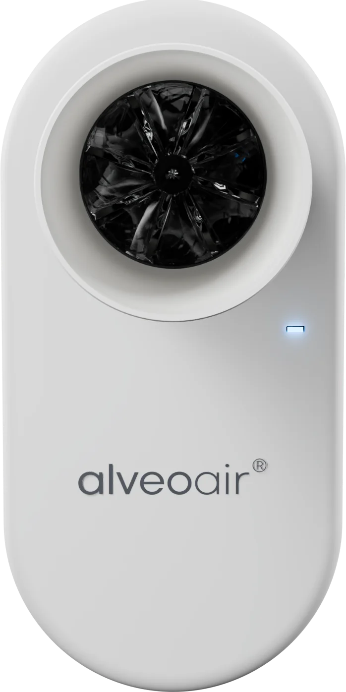 alveoair front view with logo and status light