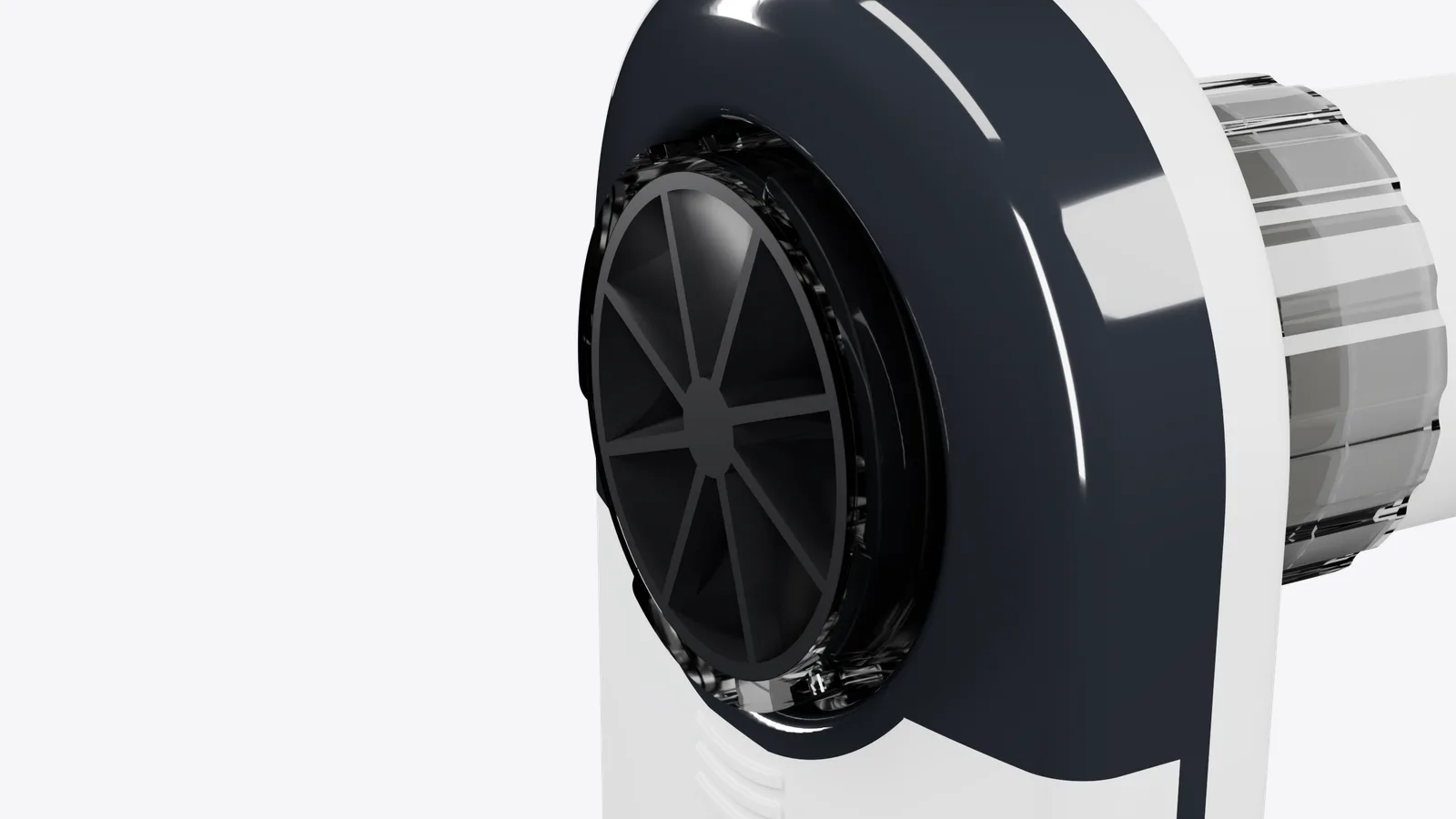 The alveoair turbine protruding from the back of the device