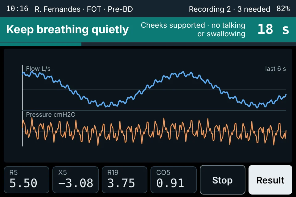 Neo screen: keep breathing quietly, live flow and pressure