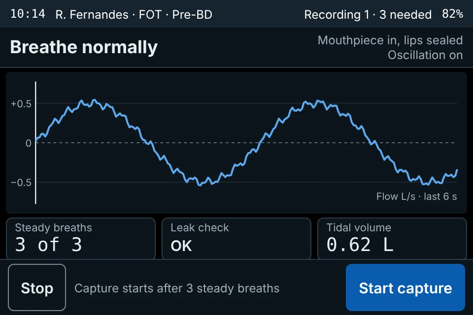 Neo screen: breathe normally, three steady breaths