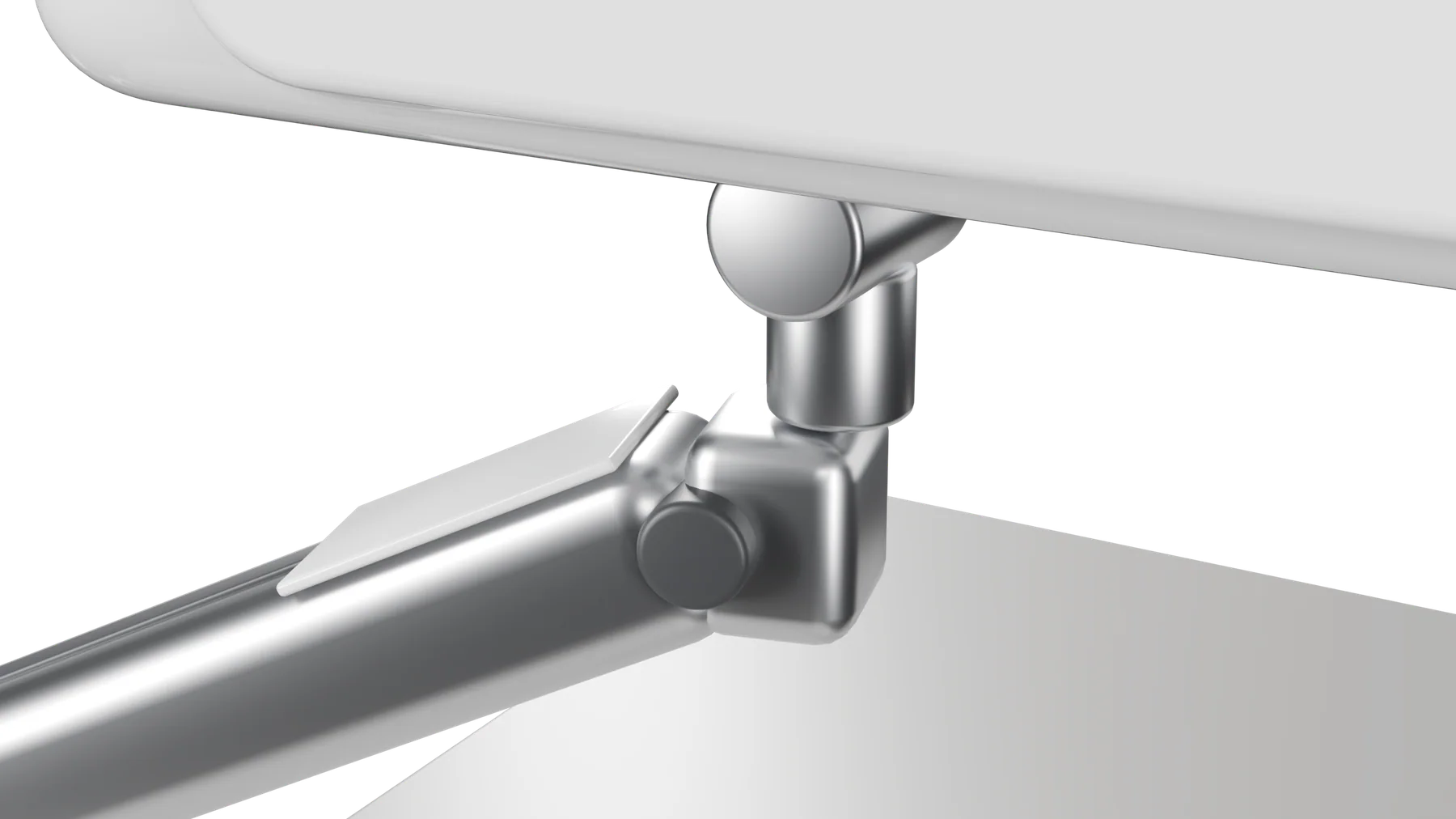 Close-up of the arm's wrist joint and VESA mount under alveoflow Pro