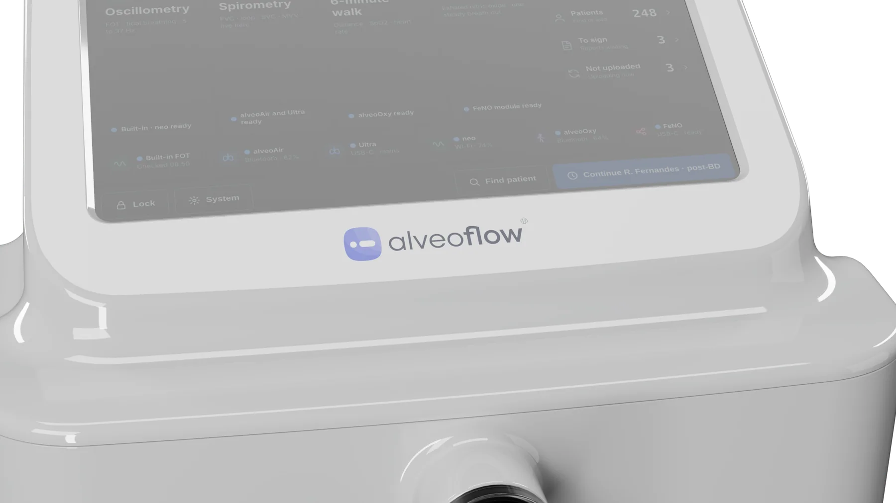 The alveoflow logo below the Pro screen