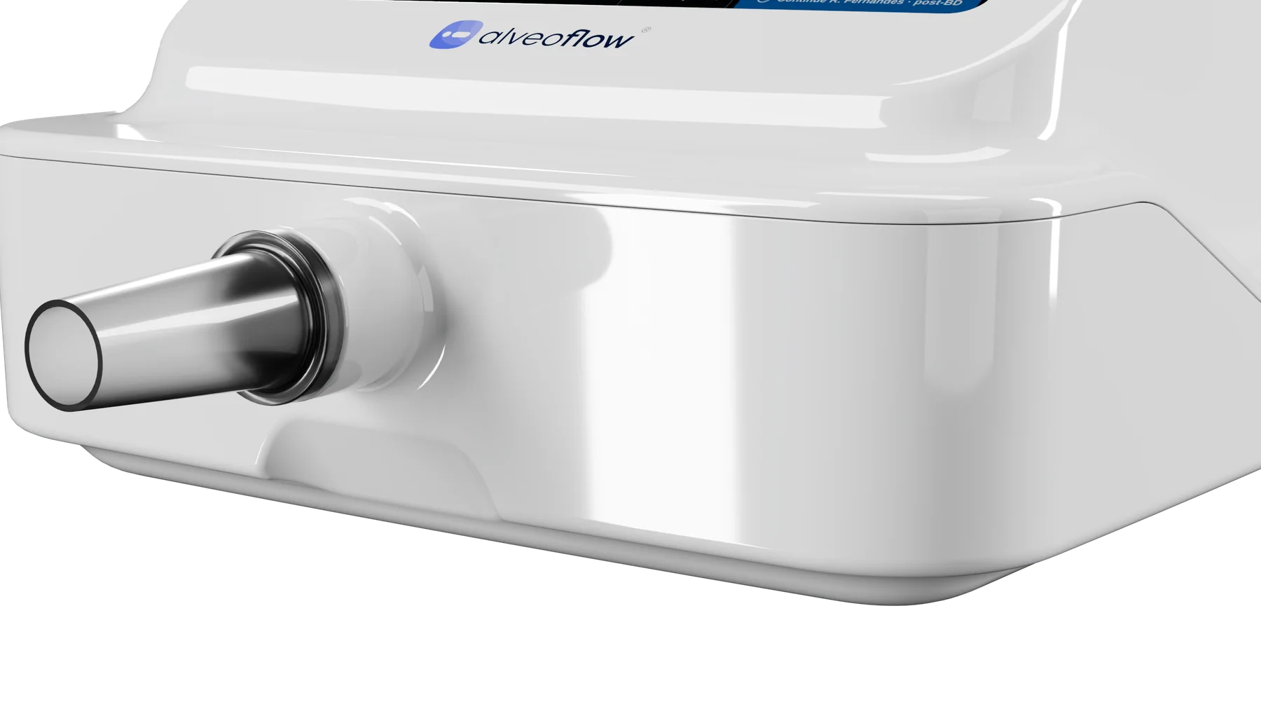 The chrome mouthpiece port on the front of alveoflow Pro