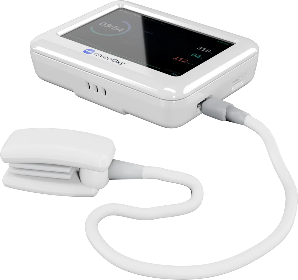 alveoOxy six-minute walk test device with finger probe